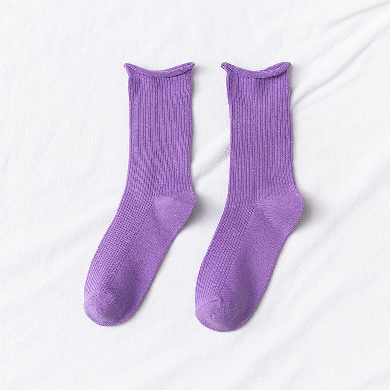 

Colorful Socks, Women s Mid-calf Socks, Trendy Spring and Autumn Thin Style, Candy-colored Rolled-up Pile Socks, Dopamine Trendy Socks 1 pair лавандовый