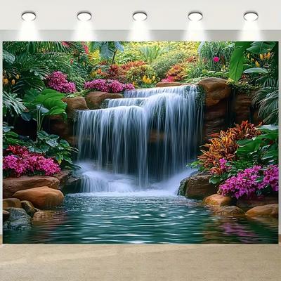 2D Garden Waterfall Tapestry for Studio, Office & Relaxation Spaces