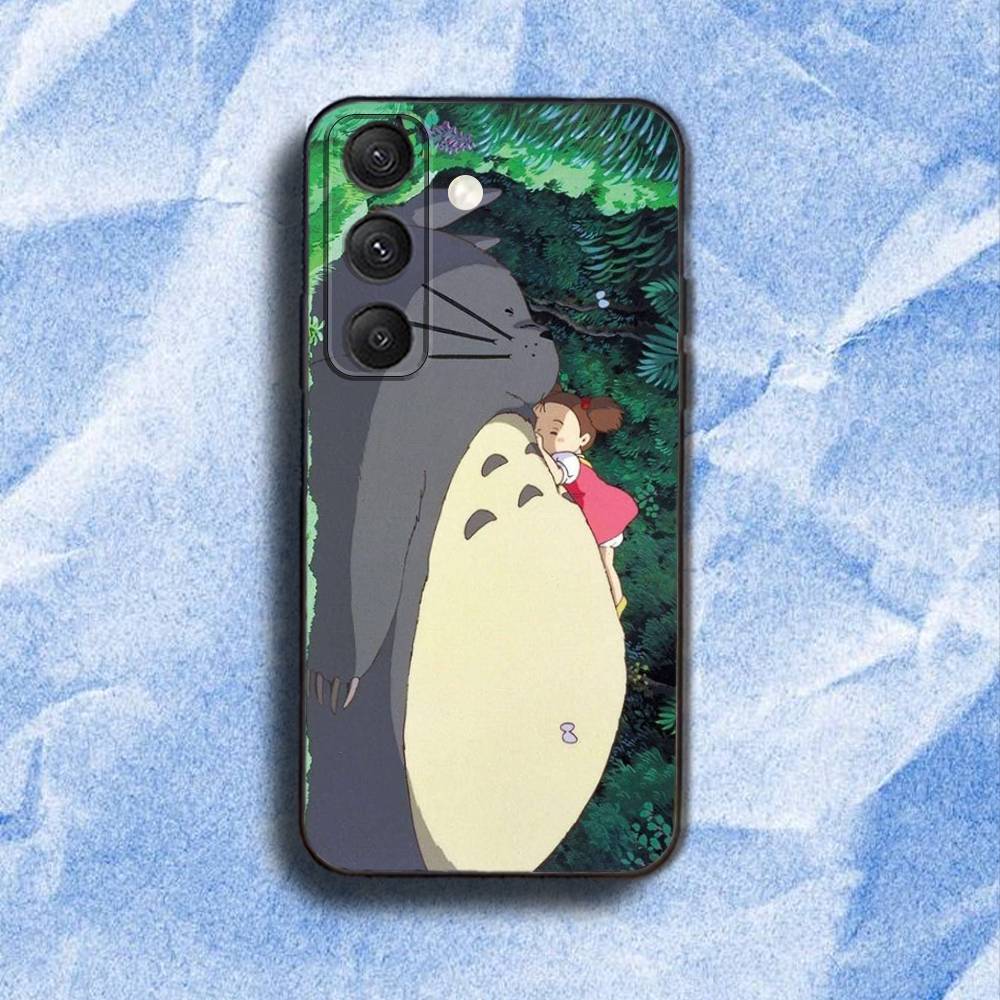 T-Totoro C-Cute Anime Phone Case For Samsung S 25,24,23,22,30,21,10,9,Ultra,Plus,Lite,FE,4,5G Black Soft Case