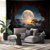 2D African Savannah Night Tapestry Cave Moonlight Home Background Decor