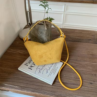 European American Retro Bucket Bags Fashiable Small Tote Bags Premium Solid Color Simple Bags New Niche Frosted Underarm Bags