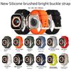 Brushed Silicone Band with Bright Buckle for Apple Watch Series 7/SE/8/Ultra