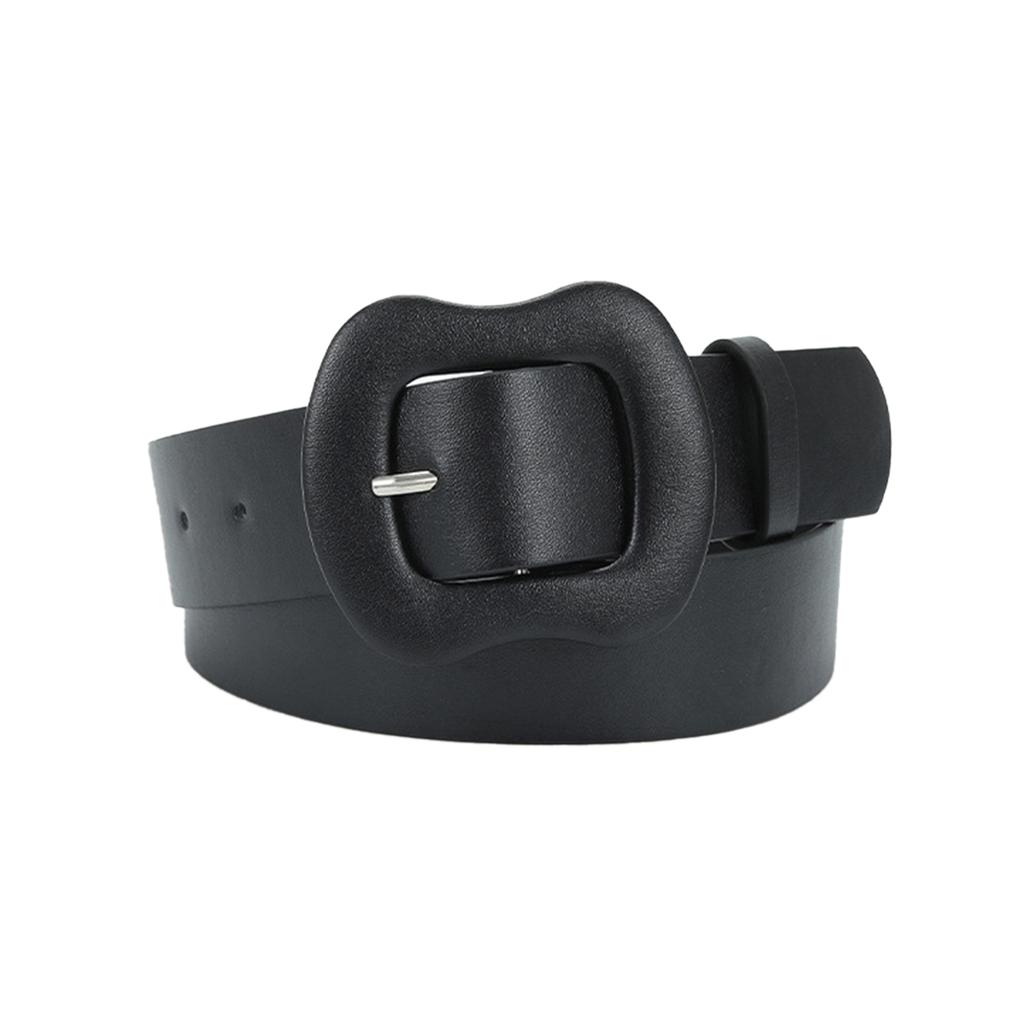 Women Wide Faux Leather Belt, Candy Color Irregular Gourd Pin Buckle Belt, Solid Color Decor Waist Belt for Jeans Dresses