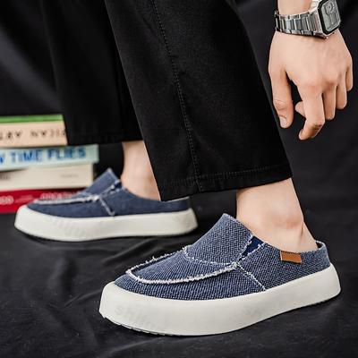Mode Herren Nischenmode Lässige Dicksohlige Canvas Halbschuhe 2025 Herbst Low Top Bequem Vielseitig Rutschfest Klobige Pantoletten