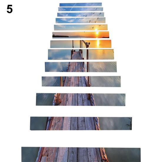 13 bucăți/set elegant pas tăcut peisaj maritim autocolante scari autocolante pentru decorarea casei