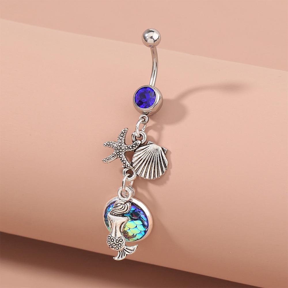 

Высококачественный эмалированный пирсинг пупка в виде морской звезды и рыбьей чешуи для женщин - Не выцветающий, европейский и американский стиль