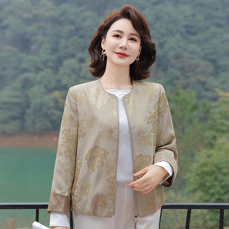 2025 New Chinese Style Jacquard Jacket for Fashionable Middle-Aged and Elderly Women