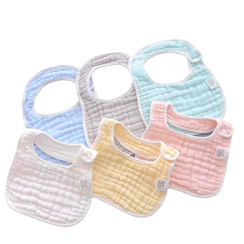 6PCS Feeding Bib Baby Burp Cloth Bib for 0-18Month Infant Gender Neutral Gauze Cotton Teether Drooling Bib for Newborn 1