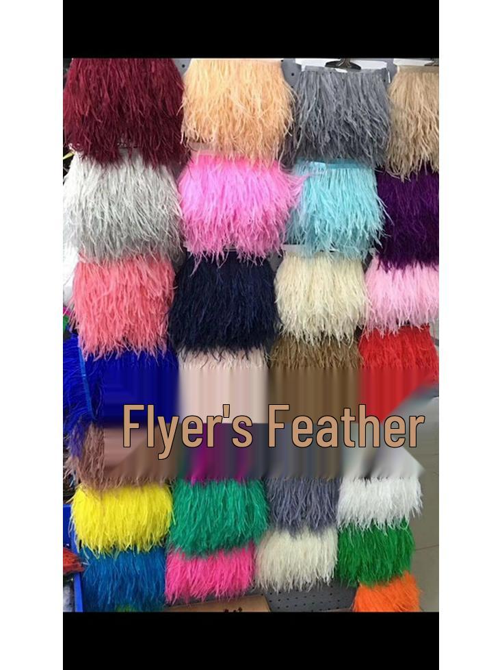 Ostrich Feather Fringe - Various Colors, 10-15cm, 1 Meter for Clothing Accessories