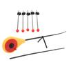 Portable Winter Outdoor Yellow Mini Ice Fishing Rod with 5PCS Red Ball Spring Rod Top TipS