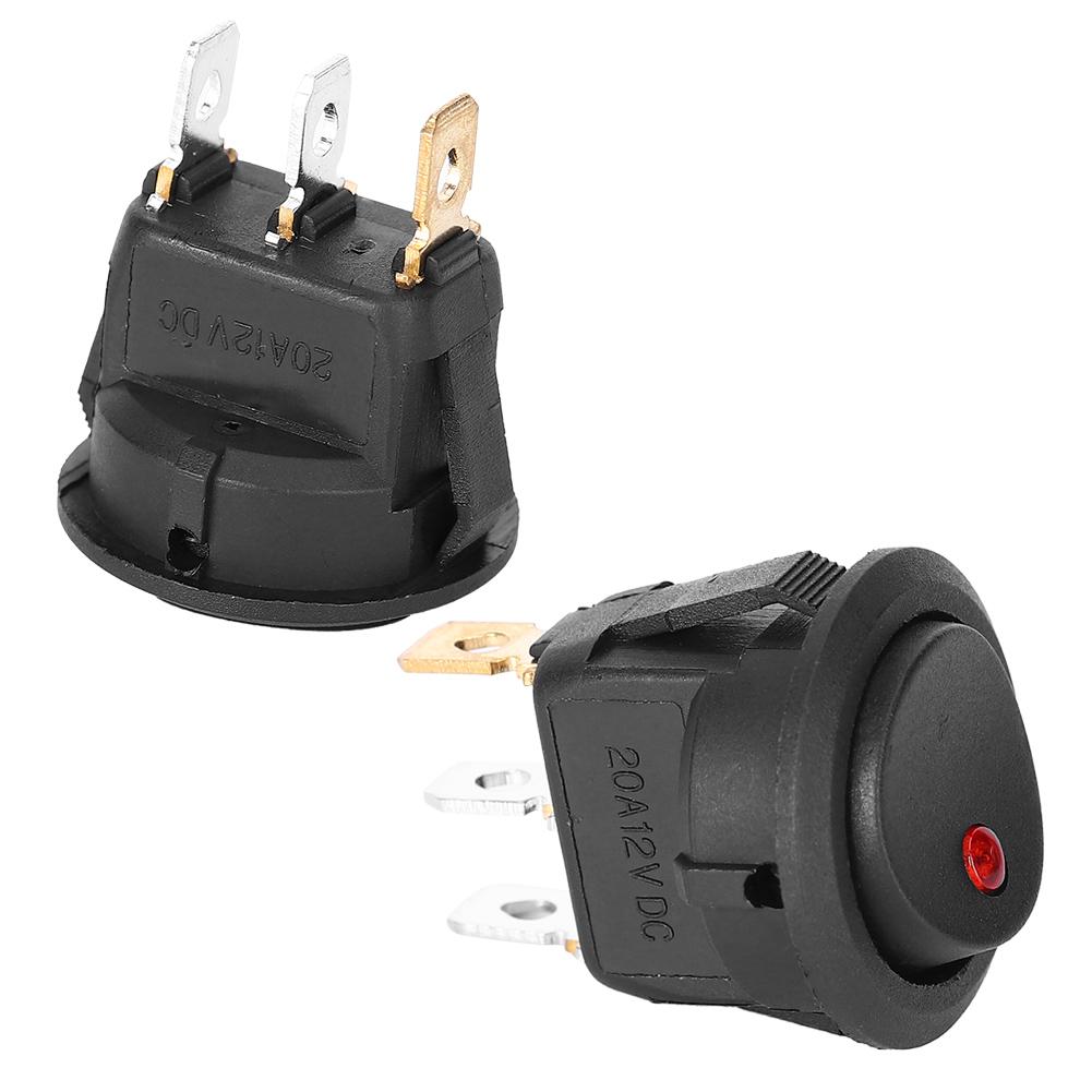 10PCs Round Rocker ON/OFF 12V Waterproof  Switch LED Spotlighting Silver Terminal 3‑Pin
