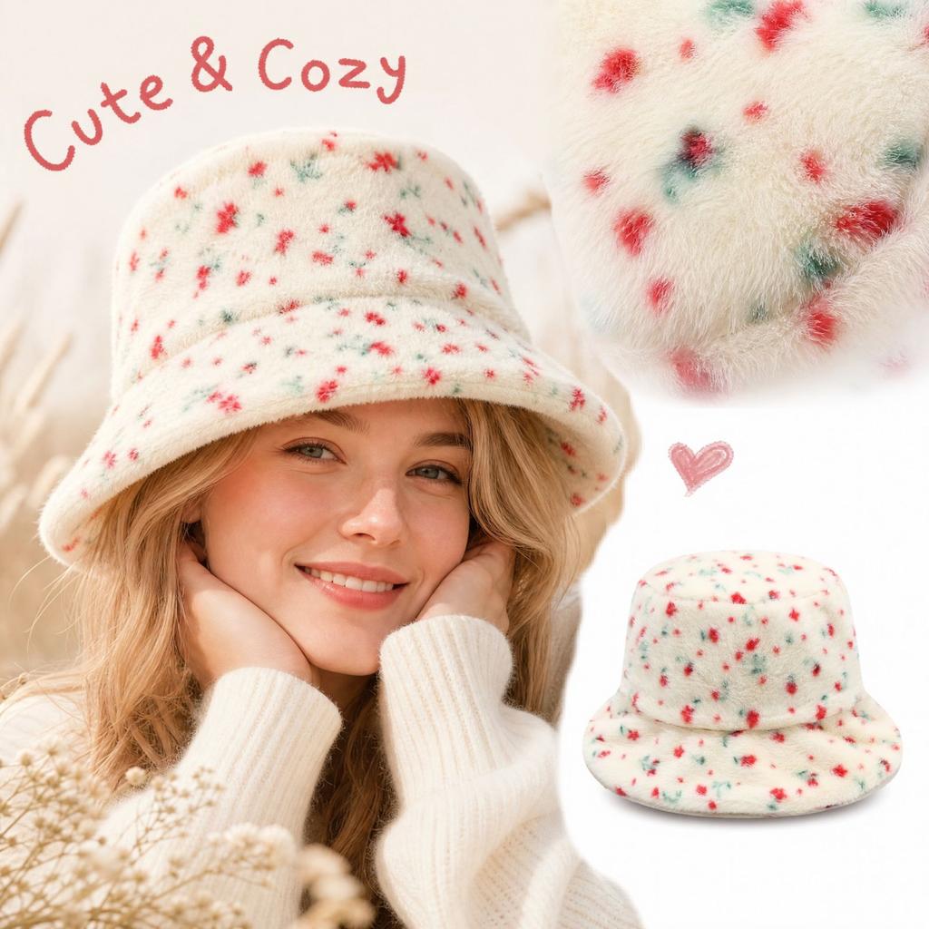 Women's Printed Hat Warm Fisherman Hat for Fall and Winter