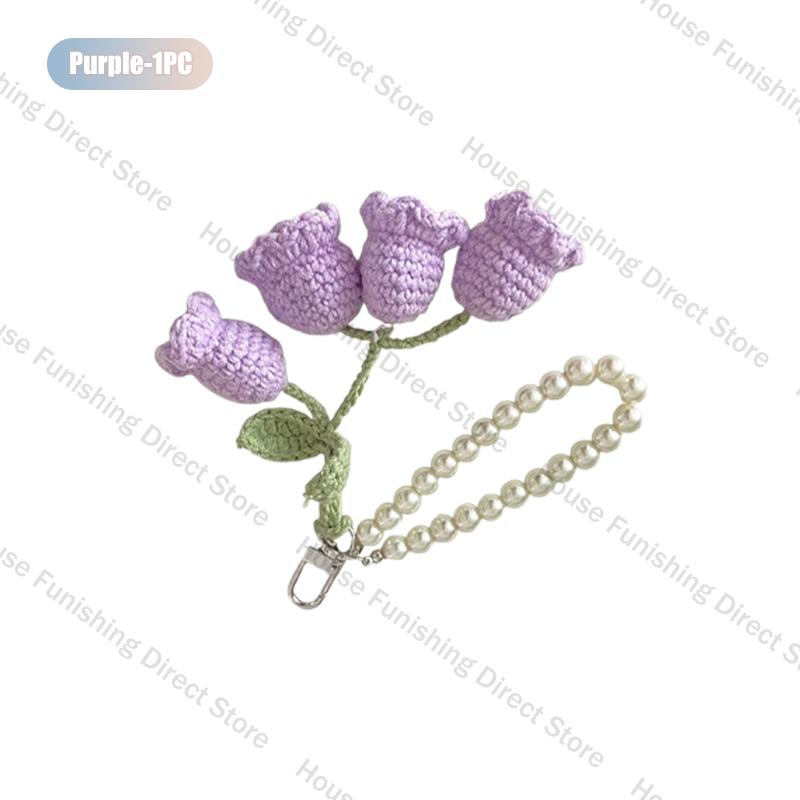 1-10PC Handmade Weaving Bag Pendant Lin Orchid Keyring Love Girl Pearl Chain Keychain Decoration Car Pendant Diy Bag Accessories
