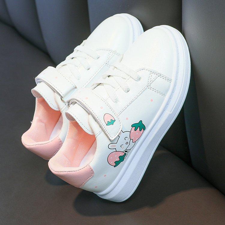 Girls' sports shoes 2025 autumn and winter new little white shoes breathable leather board shoes middle and older children and students flat sneake