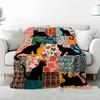 Paw Prints in Quilt Pattern Used for Sofa Bedroom Living Room Bed Couch Chair Warm Blanket Travel Flannel Fabric Blankets