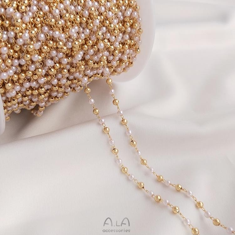 

14K Gold-Filled Imitation Pearl & Irregular Gourd Beads Chain for DIY Necklaces & Bracelets