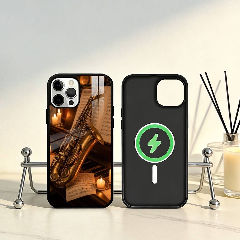 Saxophone Music Phone Case For iPhone17,16,15,14,13,12,11 Plus,Pro Max Magnetic For Magsafe Wireless Charging
