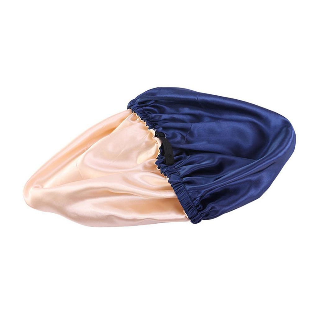 Satin Silk Bonnet Night Sleeping Cap Hat For Curly Natural Hair Navy Blue