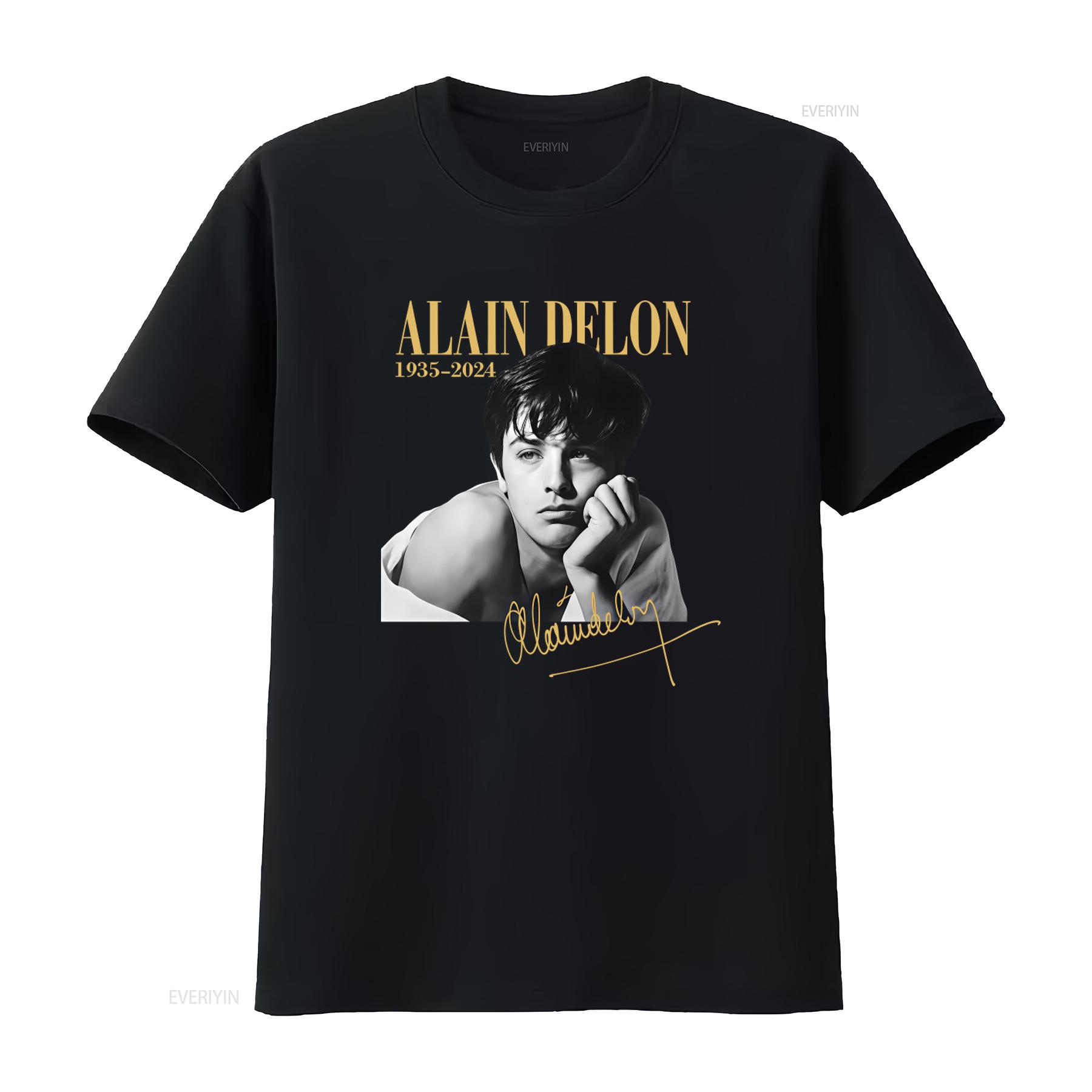 

New Alain Delon 1935 2024 Tribute T Shirt for Fans S 5XL Classic Portrait Print Design NW02185 vintage Washed Soft streetwear 4XL