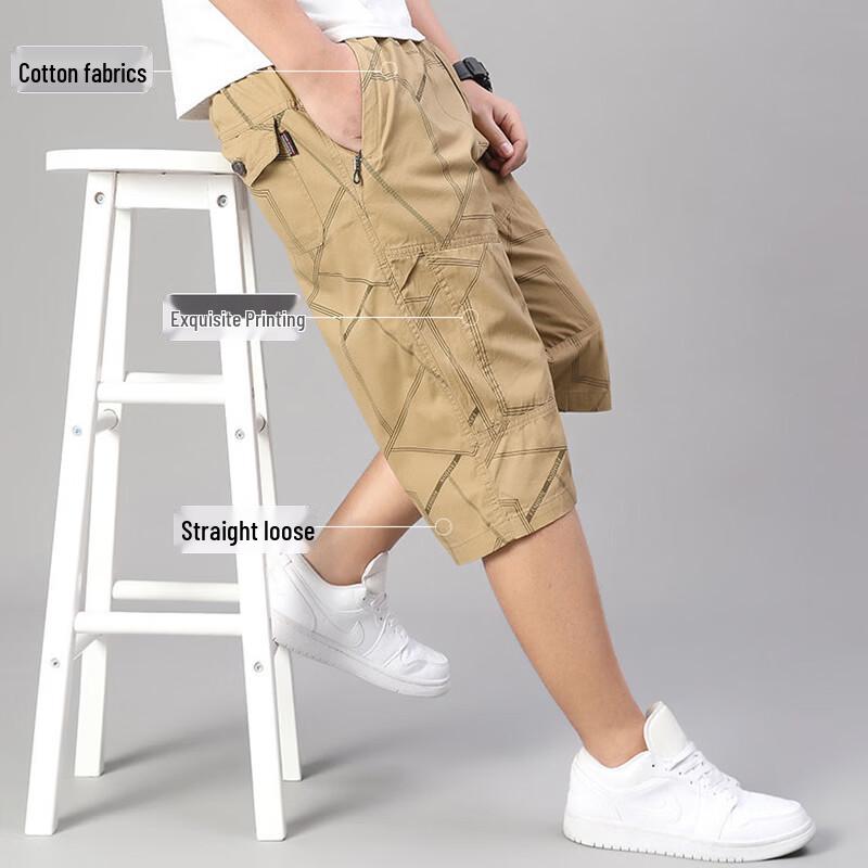 

ROMON Men s Loose Fit Summer 3/4 Length Cargo Shorts 5XL