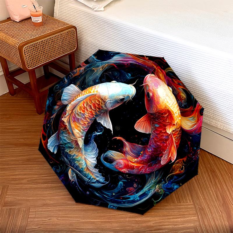 1 PC Automatic Folding Umbrella - Koi Fish Pattern, Portable & Foldable Design with 8 Ribs, Christmas Birthday Gifts