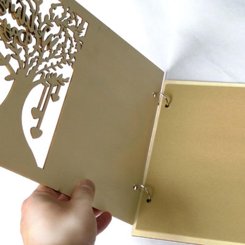 1PCS Wedding Decroation Guest Book Wooden Tree  DIY Craft Album Scrapbooking Picture Album 20 Pages LS