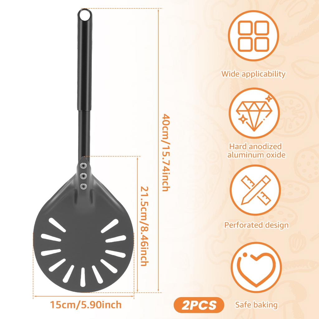 6inch Pizza Turning Peel Long Handle Pizza Peel Spinner Perforated Pizza Turner Spinner Non-Stick Pizza Paddle Cookware Parts