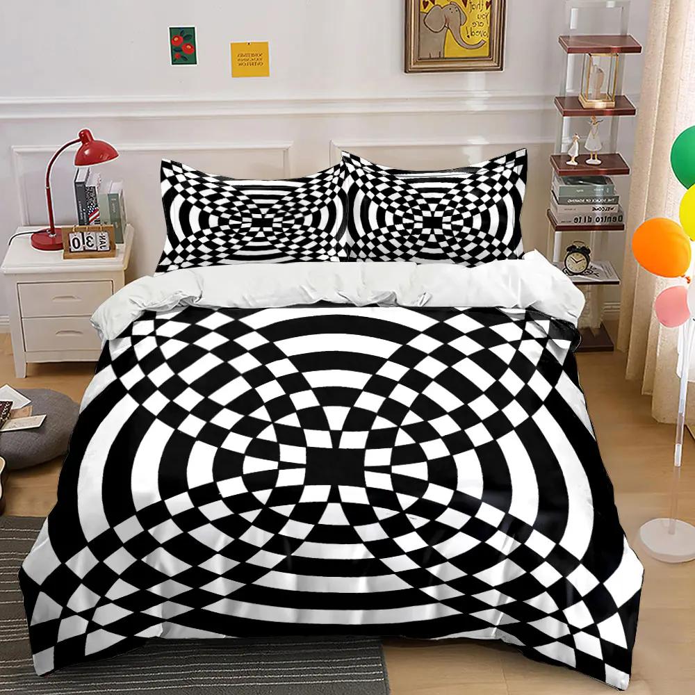 "Geometric Pattern Three-Piece Decor Set" Multiple sizes kid's and adults' bedroom Exquisite 3PC bedding set gift