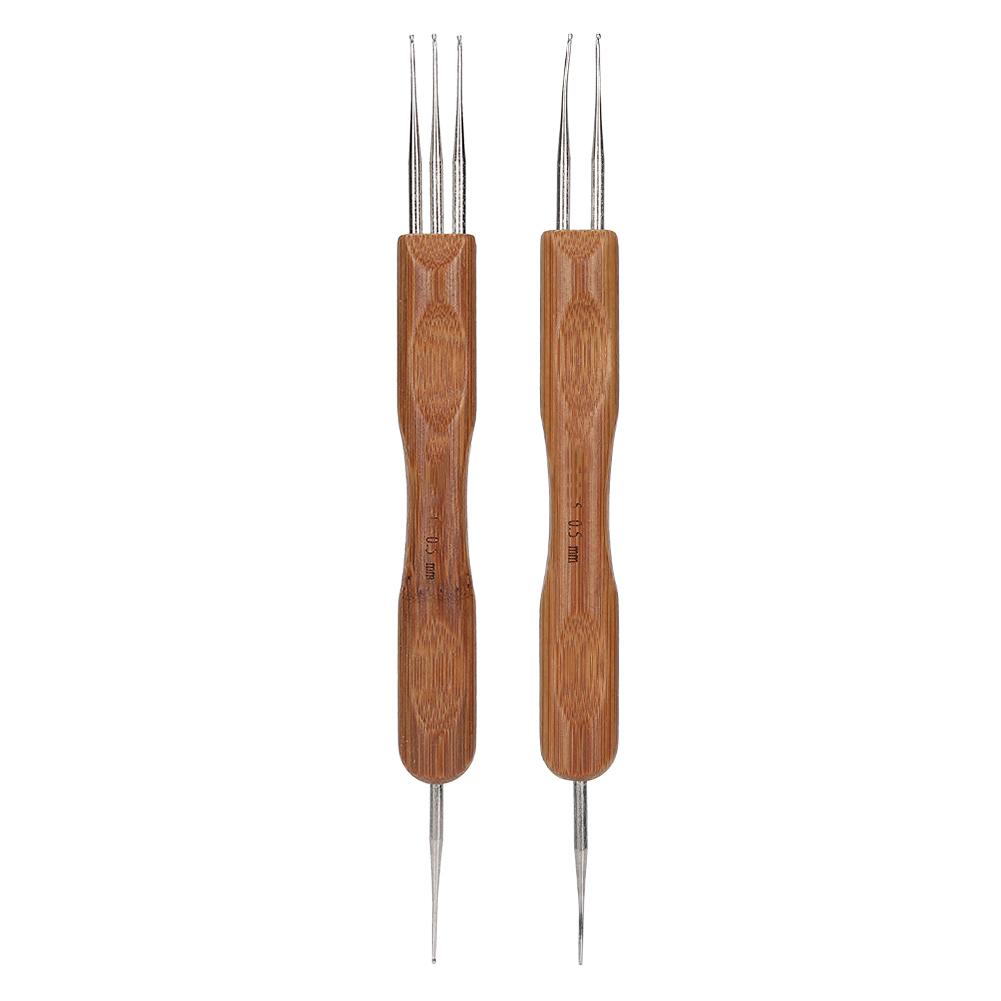 

Набор крючков для дредов с бамбуковой ручкой, инструмент для плетения париков своими руками, инструмент для плетения кос