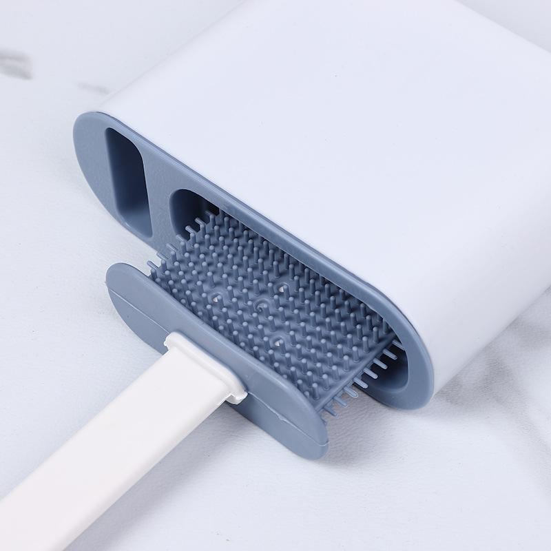 Luxury Toilet Brush Wall Hanging Toilet Brush Long Handled Silicone Toilet Brush Soft Bristles WC Cleaning Brush Clean Tool Bathroom Accessories