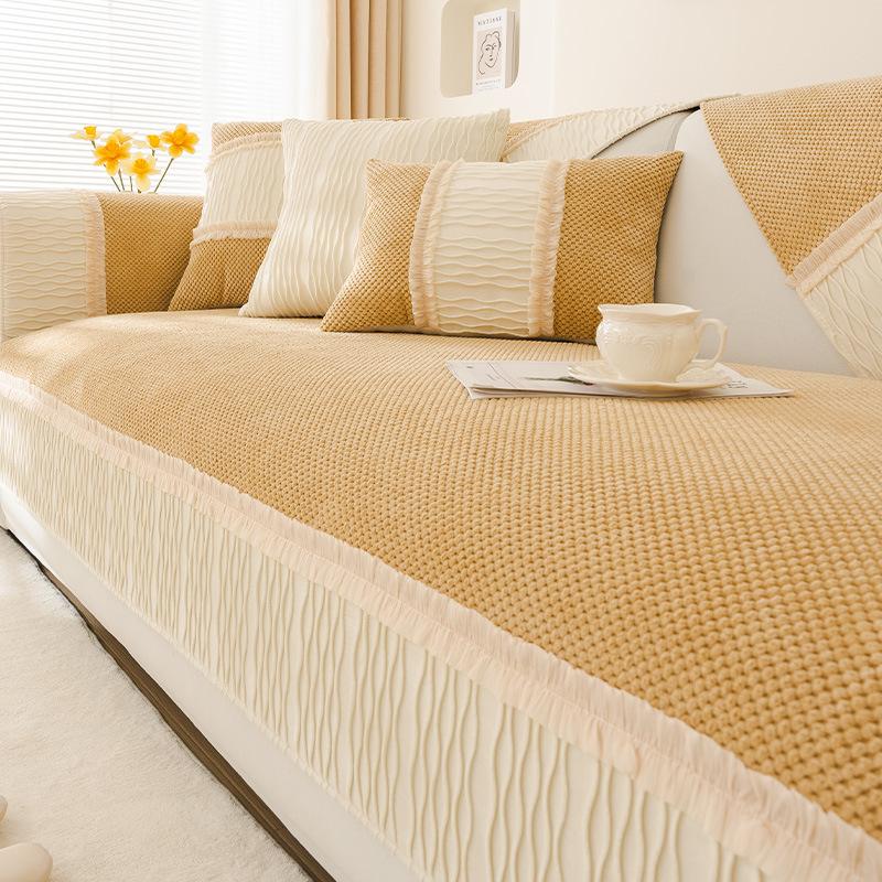 New French Cream Style Sofa Cushion Four Seasons Universal New Non-Slip Leather Sofa Cushion Sets Cover Cloth
