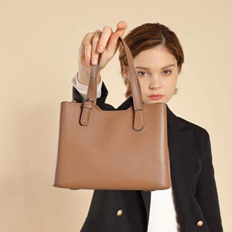 3 Layers Genuine Leather Small Tote Handbags For Women  Trend Designer Work Ladies Shoulder Crossbody Bags