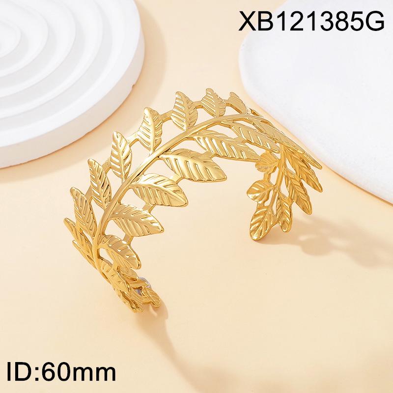 Gold-Plated Titanium Leaf Bangle: Stylish & Versatile Jewelry
