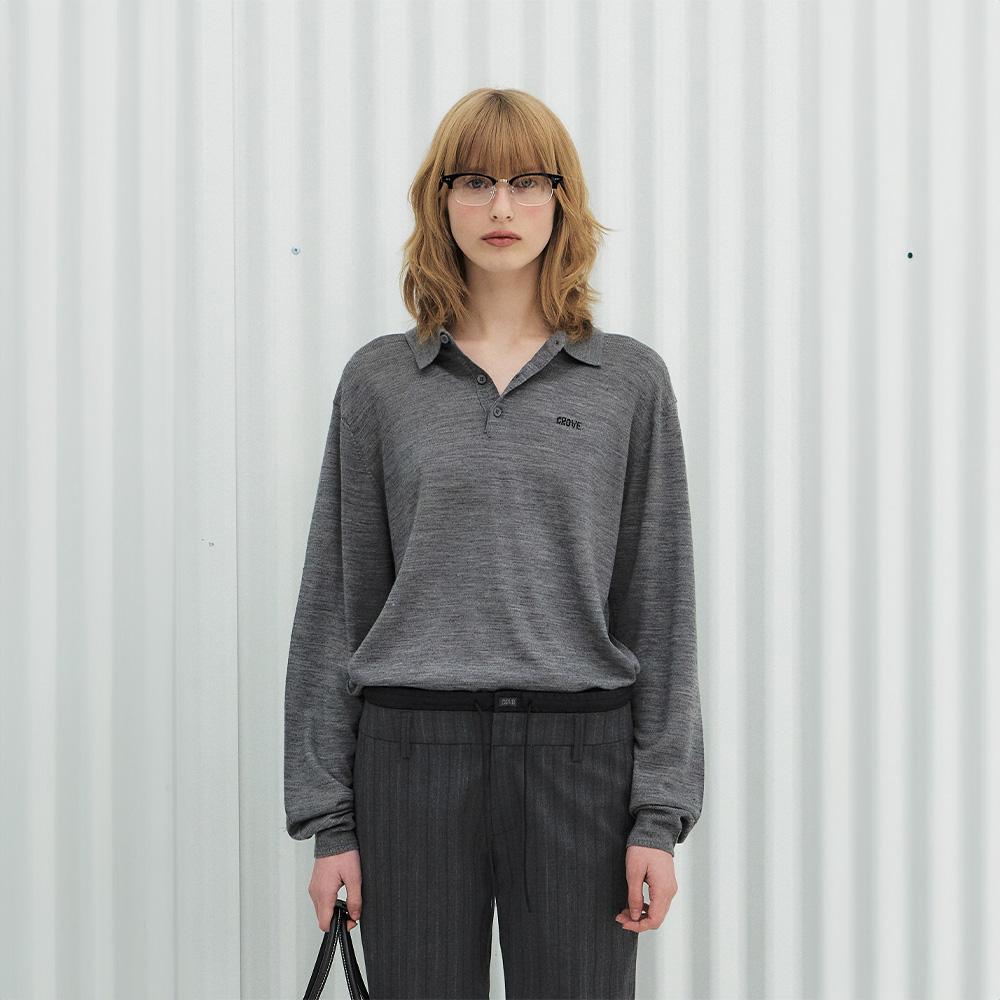 Grove Serene Collar Knit [4Colors] Grey/Free