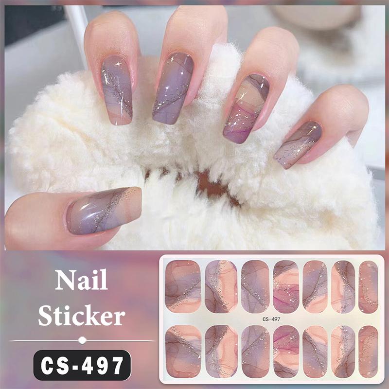 Bez lampy do utwardzania Wodoodporne naklejki na paznokcie Pełne krycie Naklejki na paznokcie Mocne i niełatwe do odpadnięcia 14 paznokci/zestaw Wielokolorowe plastry na paznokcie