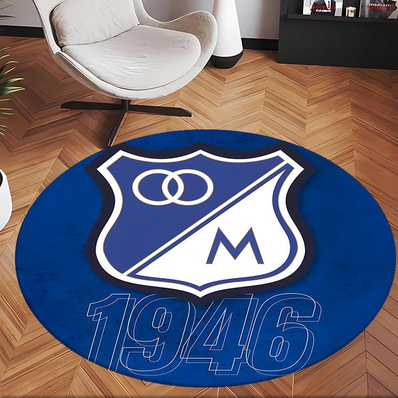 Millonarios Fc (1) Round Office Rug Decorative Floor Rug for Office Bedroom Living Room and Home Space