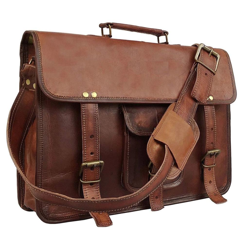 Leather Vintage Messenger Shoulder Men's Satchel Laptop Business Briefcase Bag