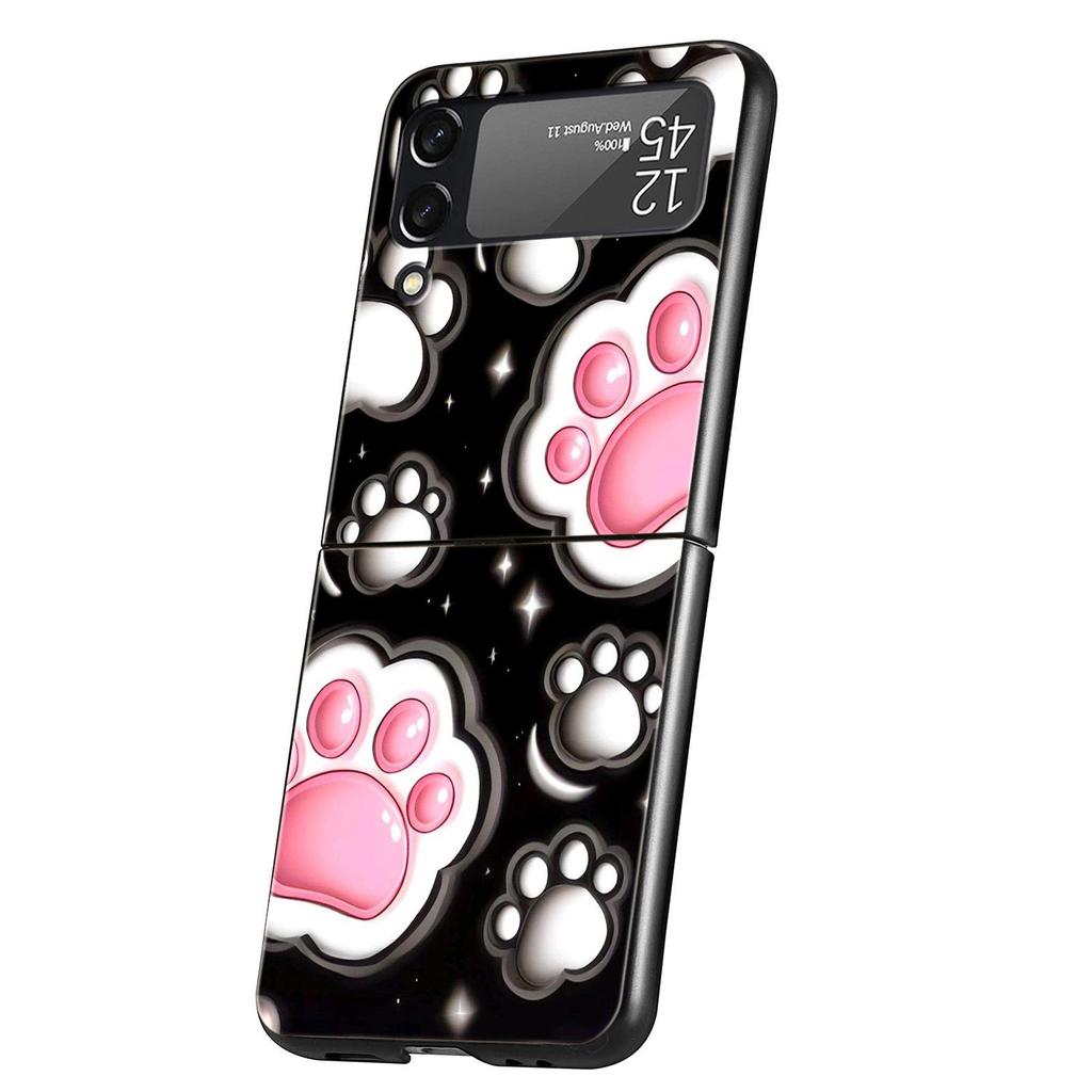 Og Paw Print Aesthetics Hard PC Phone Case For Samsung Galaxy Z Flip 7 6 5 4 Black Cover For Galaxy Z Flip 3 Foldable Fundas Bag