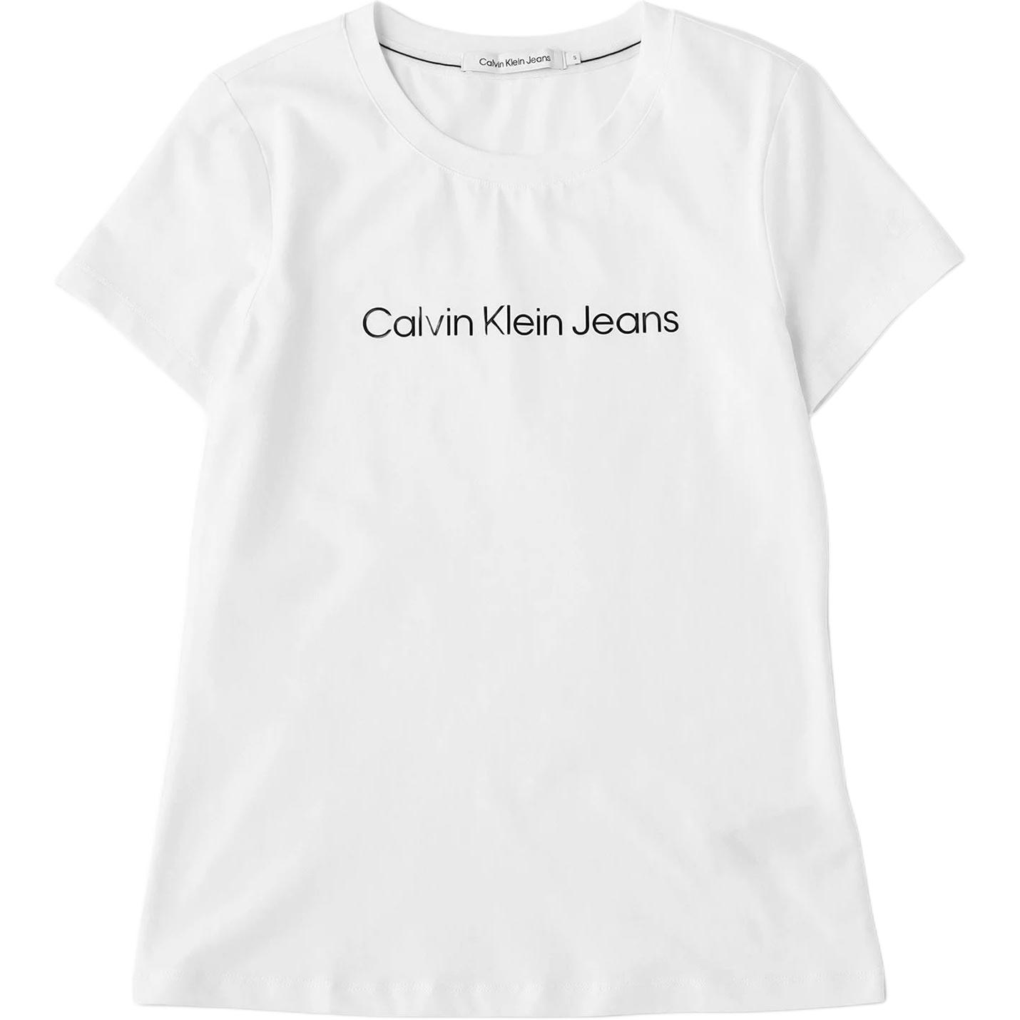 

Calvin Klein Letter Print Crew Neck Short Sleeve T-Shirt Women Tops White J223860-YAF XS