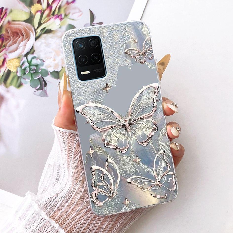 For Realme 8 5G Case RMX3241 Popular Butterfly Soft Silicone Clear TPU Cover For Realme Narzo 30 5G Funda Realme8 8s 5G V13 Capa