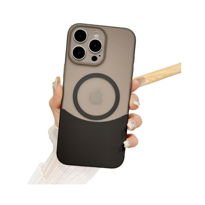 Anwendbar für iPhone16 Spleißkontrastfarbe Zwei-in-eins Matt Magnetische Saug-Handyhülle Apple 15pro Vollständige Schutzhülle