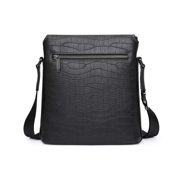 New JAGUAR Crocodile Effect Top Layer Cowhide Leather Crossbody Bag, Shoulder Bag Regular Men's Black JA1T1210031101
