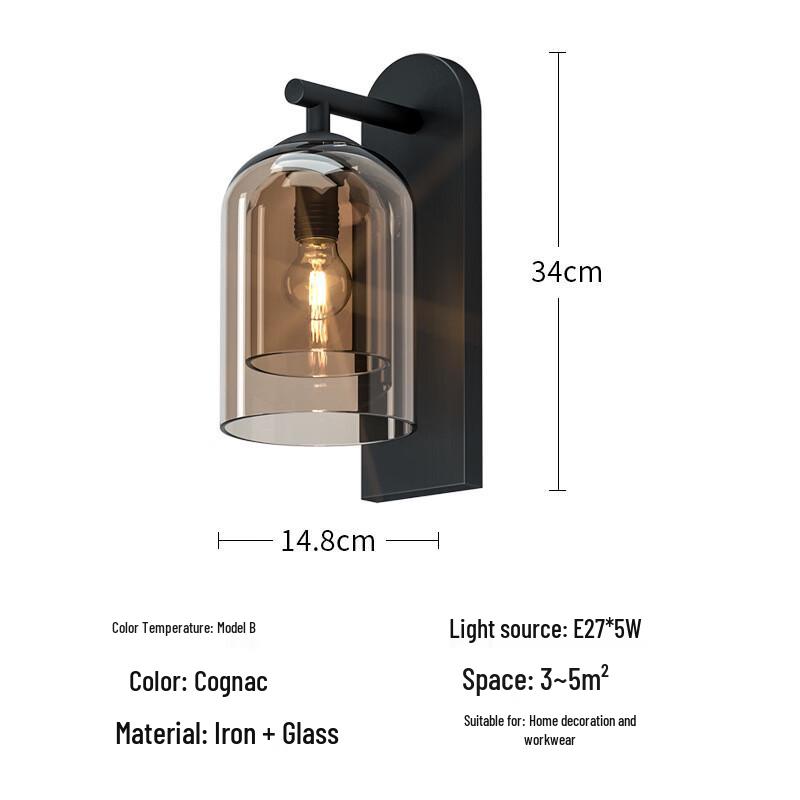 Liangtu Cognac Glass Wall Lamp