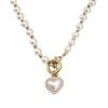Japanese Korean Simple One Arrow Heart Imitation Pearl Necklace Niche Design Sweet Beaded Short Necklace Accessory