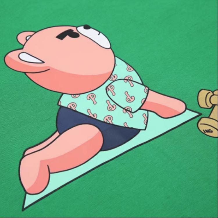 New MLB Frown Bear Series T Shirt Unisex Dark Green 3ATSE0333-10GND