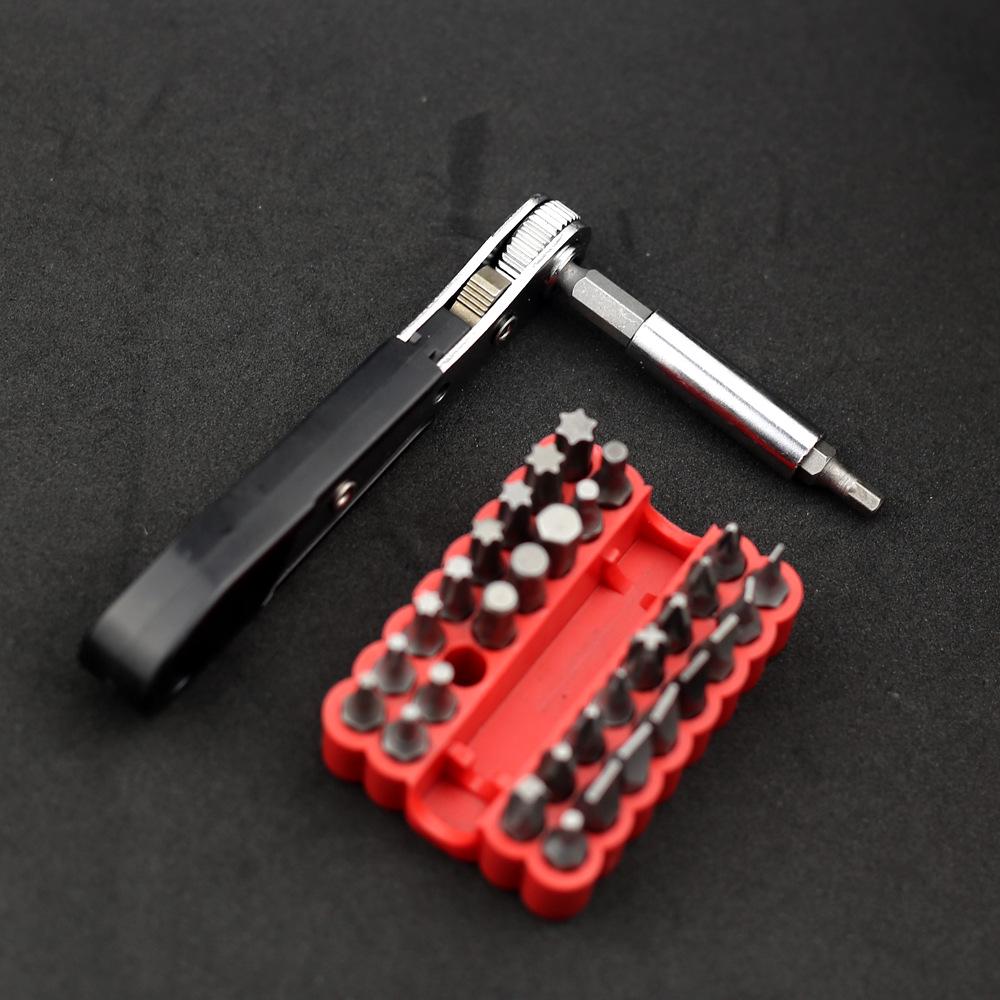 36-Tooth Dual Action Mini Ratchet Wrench Handle with Hexagon and Torx Bit Sockets