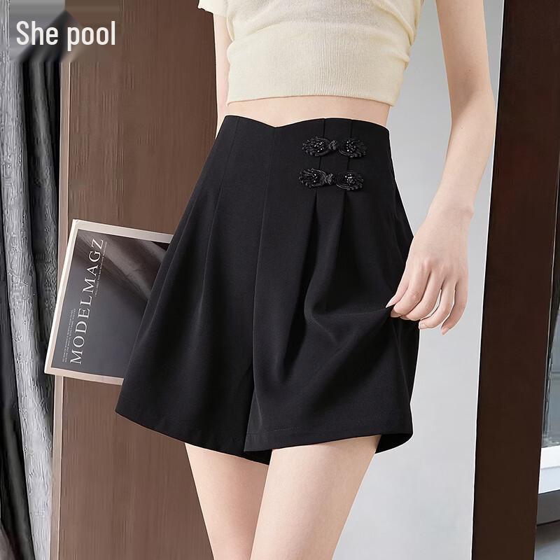 Women s High-Waist Pleated A-Line Shorts S
