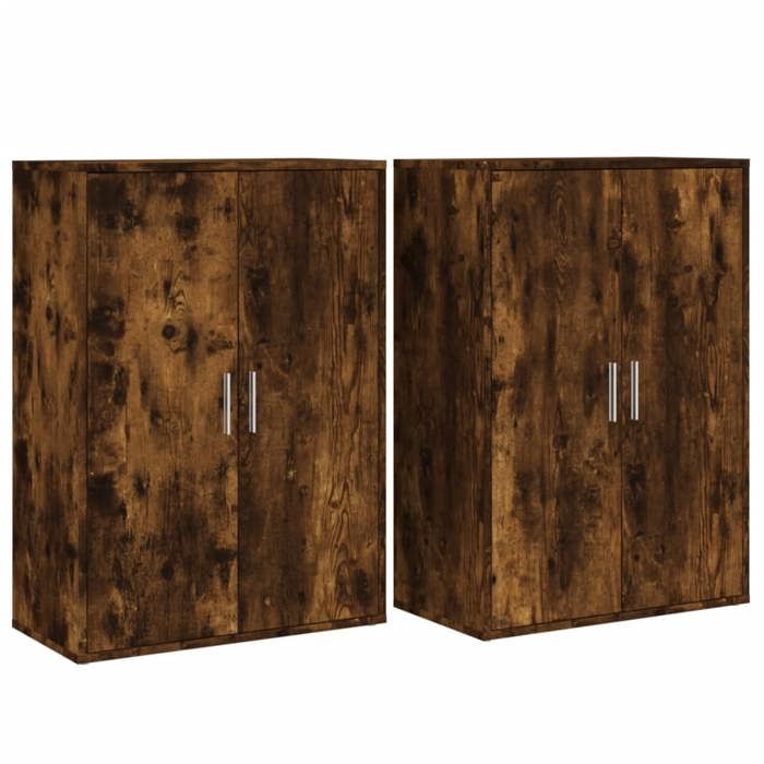 VidaXL Buffets 2 pcs chêne fumé 60x31x84 cm bois d'ingénierie, armoire de rangement, meuble d'entrée, meuble d'appoint, 3276571