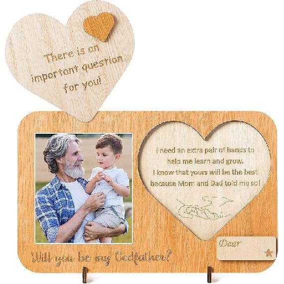 CJiangpo Will You Be My Godmother Proposal Gift Picture Frame from Godchild, Engraved Godmother Announcement Photo Frame Proposal Gift Ideas Godfather