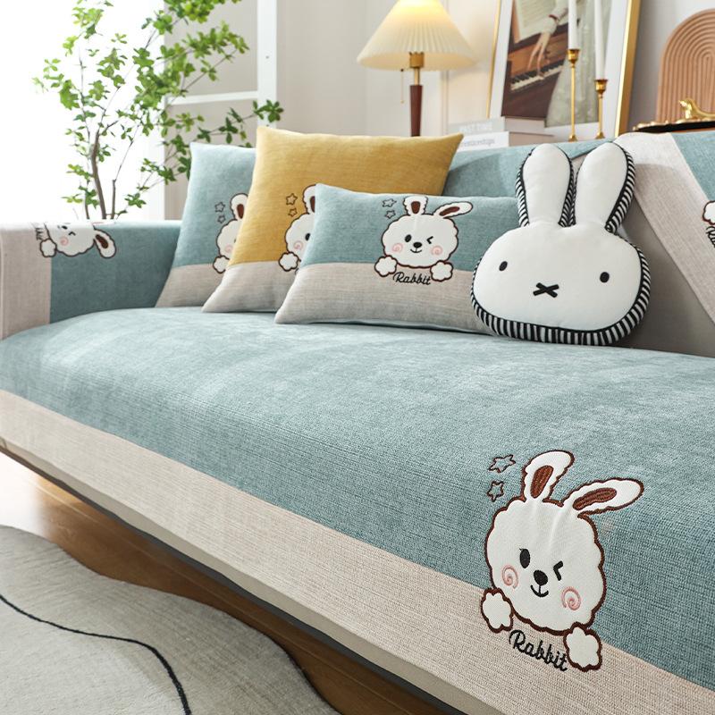 Chenille Sofa Cushion Four Seasons Universal Simple Modern Cartoon Non-Slip Seat Mat All-Inclusive Sofa Cover Blanket Cover Towel